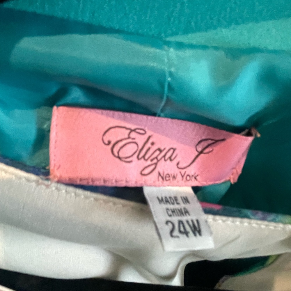 Eliza J Teal jacket and Multicolor Watercolor Floral Dress - Picture 12 of 13